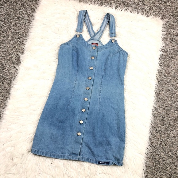 OVERALL DRESS DENIM BUTTONS FRONT SIZE SMALL - Picture 2 of 9